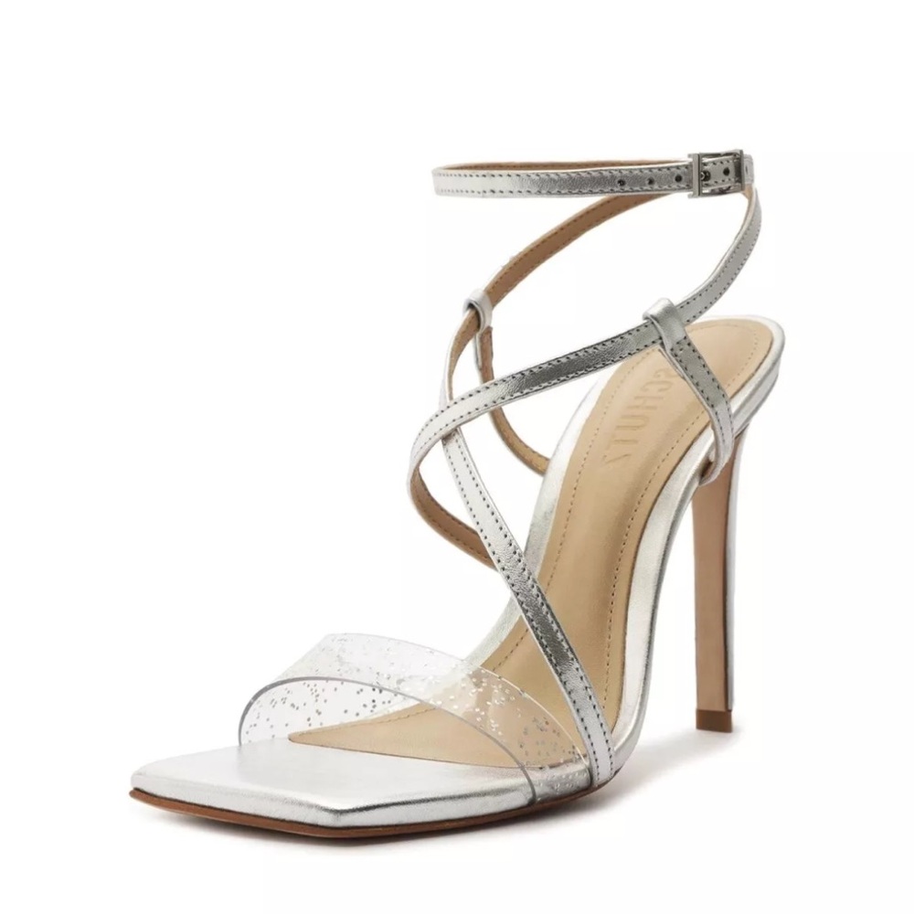 Schutz Silver Strappy High Heels